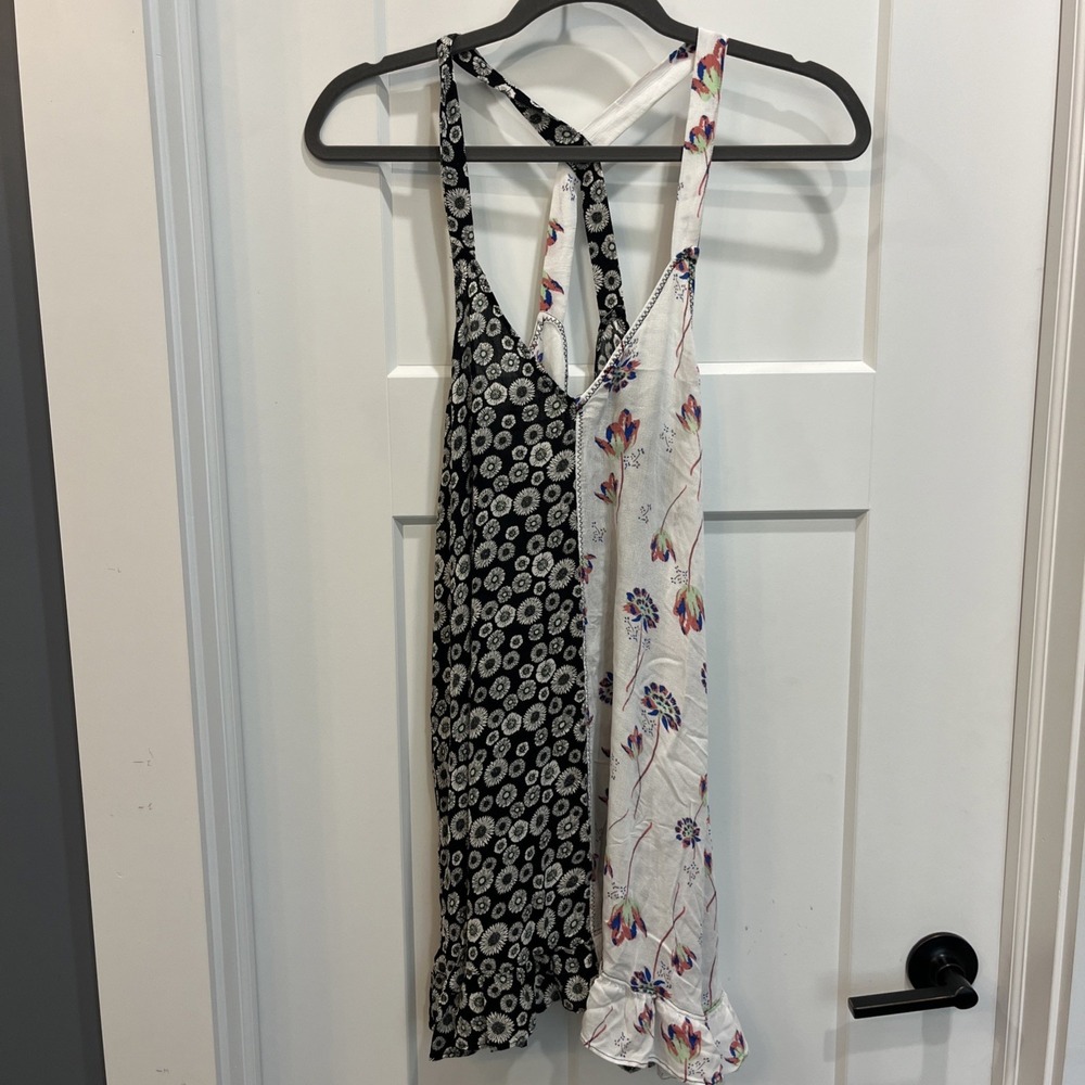 Intimately Free People Floral Dream Darlin Tank Dress Black White Flowy Size XS